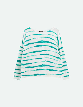 TECLA - Pull jungle green tricot à motif rayures flous-5