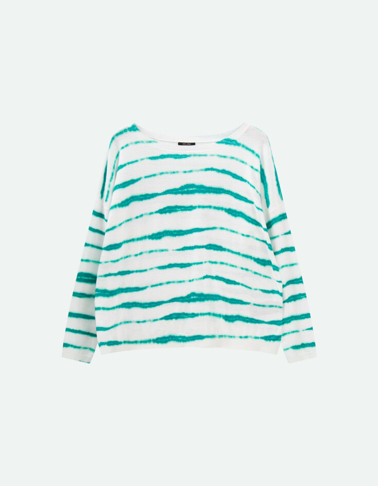 TECLA - Pull jungle green tricot à motif rayures flous-5