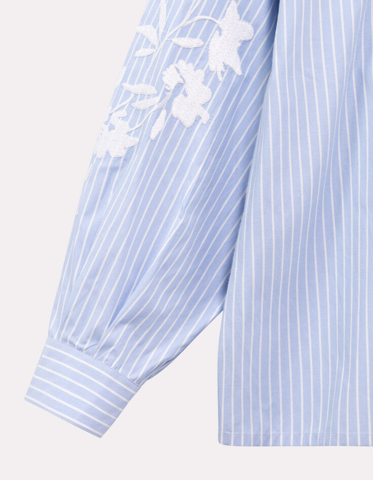 CASABIANCA - Chemise rayures bleues broderies manches-3