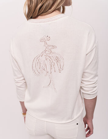 TZAR - Pull écru tricot fin avec danseuse dos-3