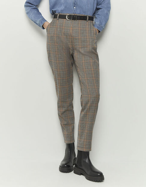 PERRY - Pantalon de costume beige à carreaux - One Step