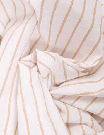 CAYCE - Blouse blanche motif rayures beige -5