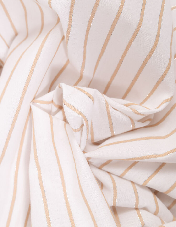 CAYCE - Blouse blanche motif rayures beige -5