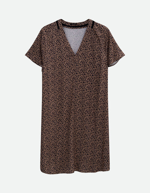 REKO - Robe beige Lenzing™ Ecovero™ imprimé micro léopard  - One Step