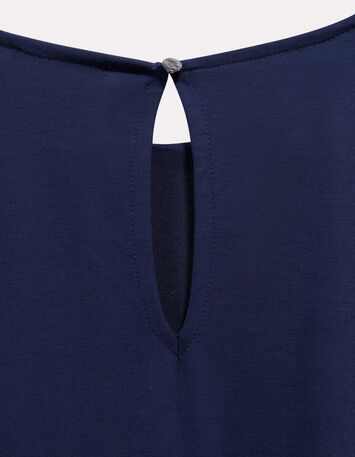 RISOUL - Robe marine effet drapé côté-4
