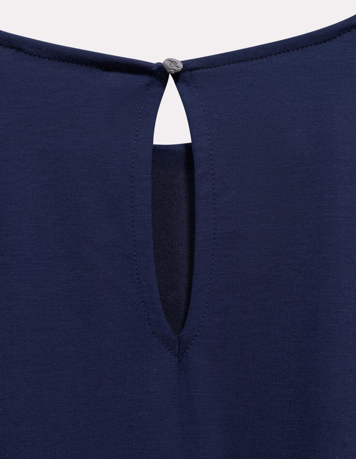 RISOUL - Robe marine effet drapé côté-4