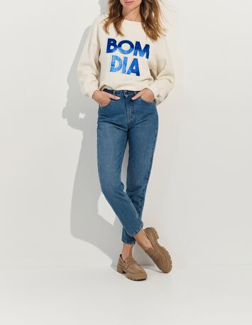 MIDI - Sweat blanc message m&eacute;tallis&eacute; -6