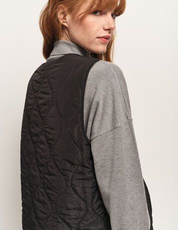 ARIEL - Gilet réversible noir et motif léopard-6