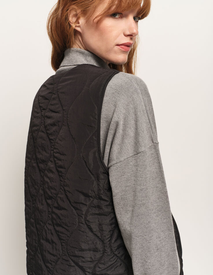 ARIEL - Gilet réversible noir et motif léopard-6