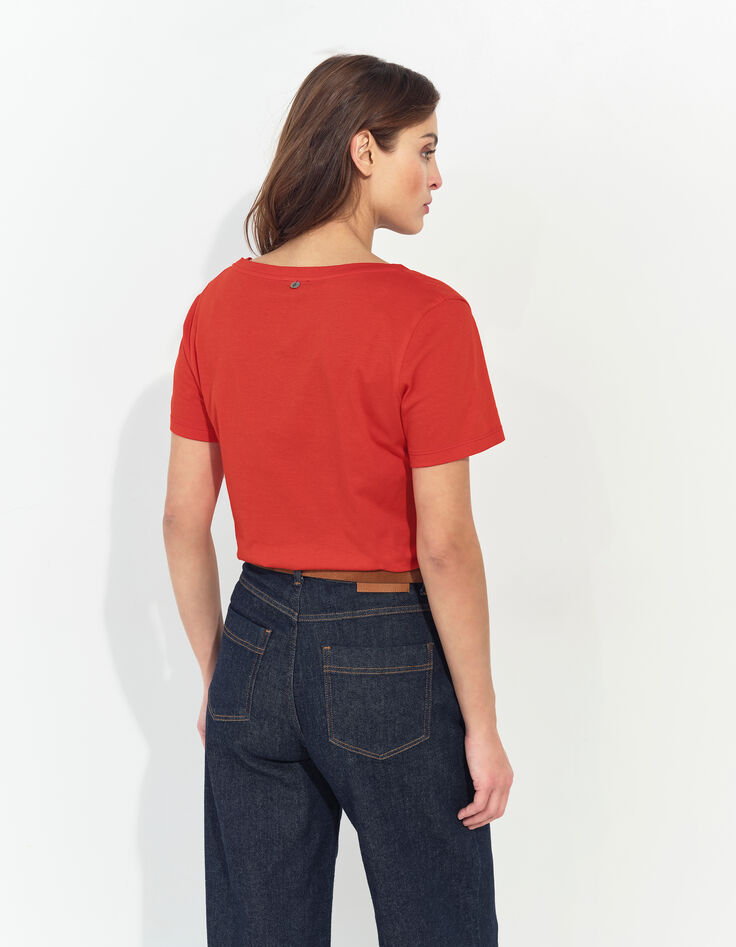 MADIE - T-shirt orange coton bio visuel danseuse arty -4