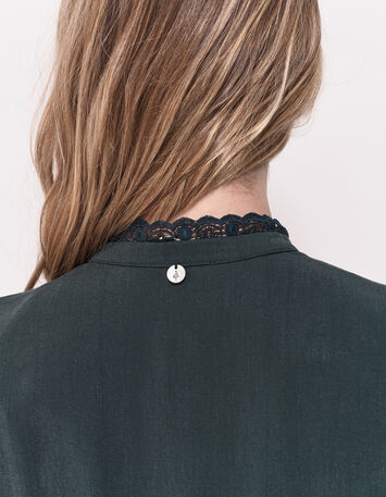 RAFAL - Combinaison verte Lyocell® détails dentelle-5
