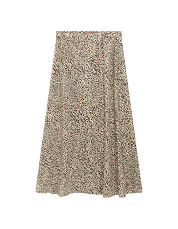 JACA - Jupe longue beige à imprimé cool léo-4