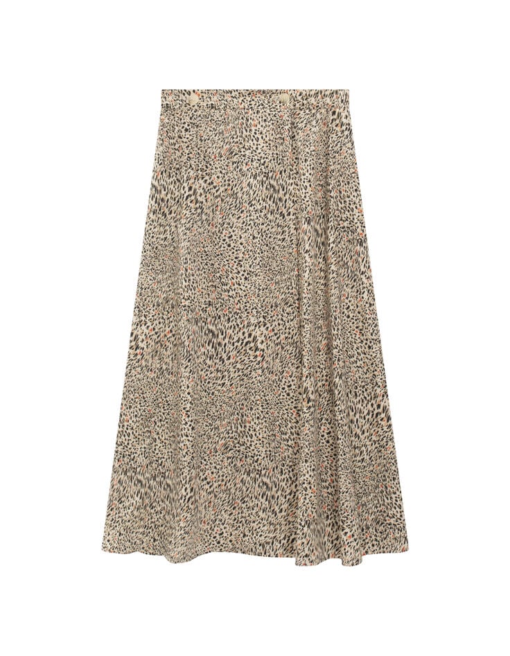 JACA - Jupe longue beige à imprimé cool léo-4 JACA - Jupe longue beige à imprimé cool léo-4