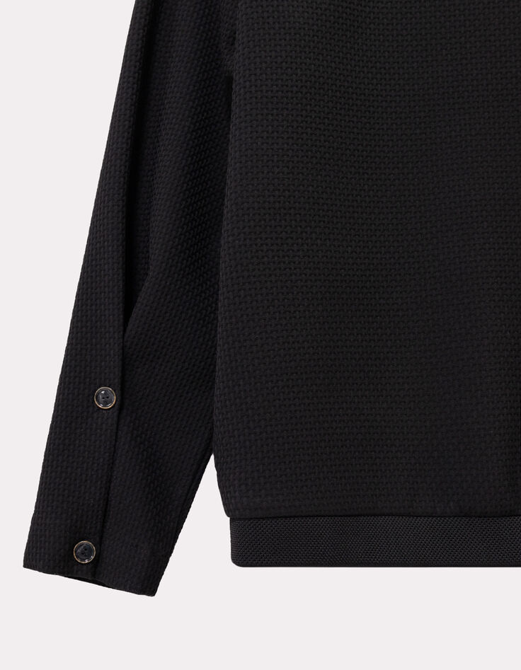 MORTON - Cardigan noir maille fantaisie forme bomber-5