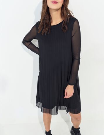 ROMA - Robe noire pliss&eacute;e -2