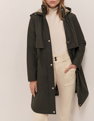 Parka longue &agrave; capuche kaki Femme - One Step