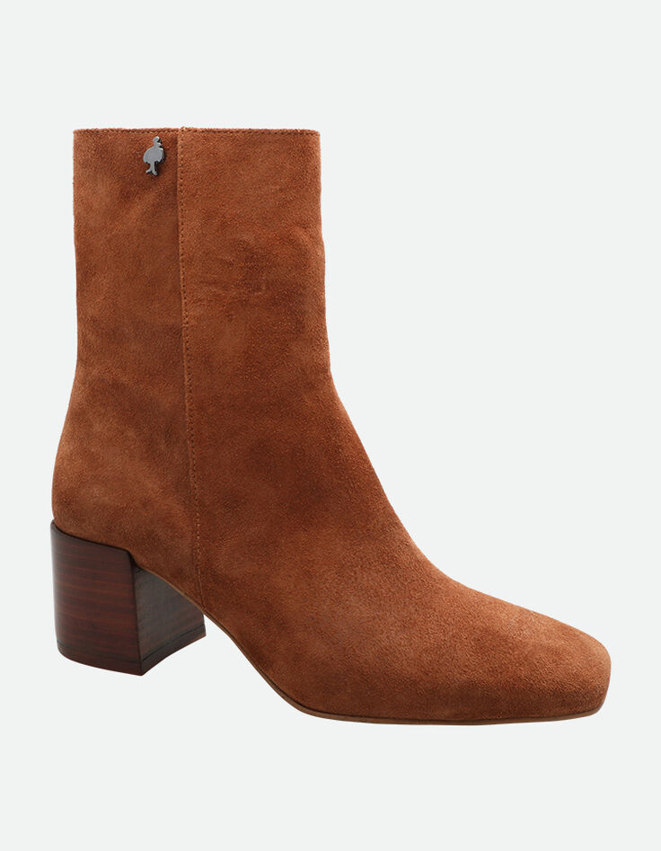 O.HANNA - Boots à talon marron cuir velours -3