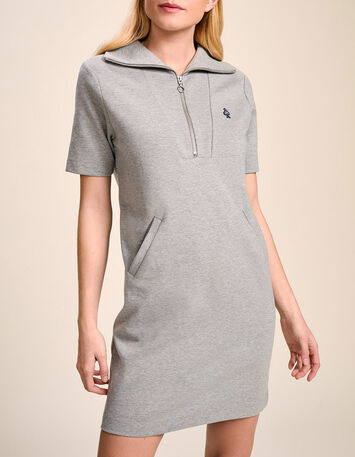RUIYA - Robe sweat grise à col camionneur-1