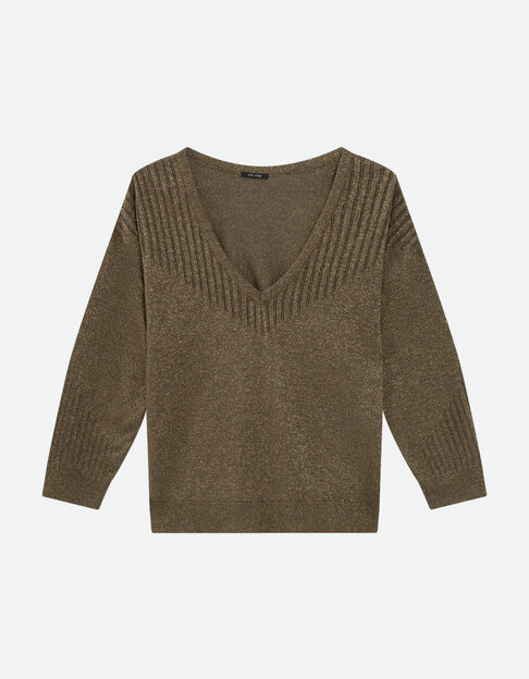 TECKO - Pull kaki lurex tricot fantaisie - One Step