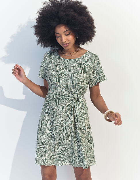 RAMI - Robe verte imprimé tropical chic  - One Step