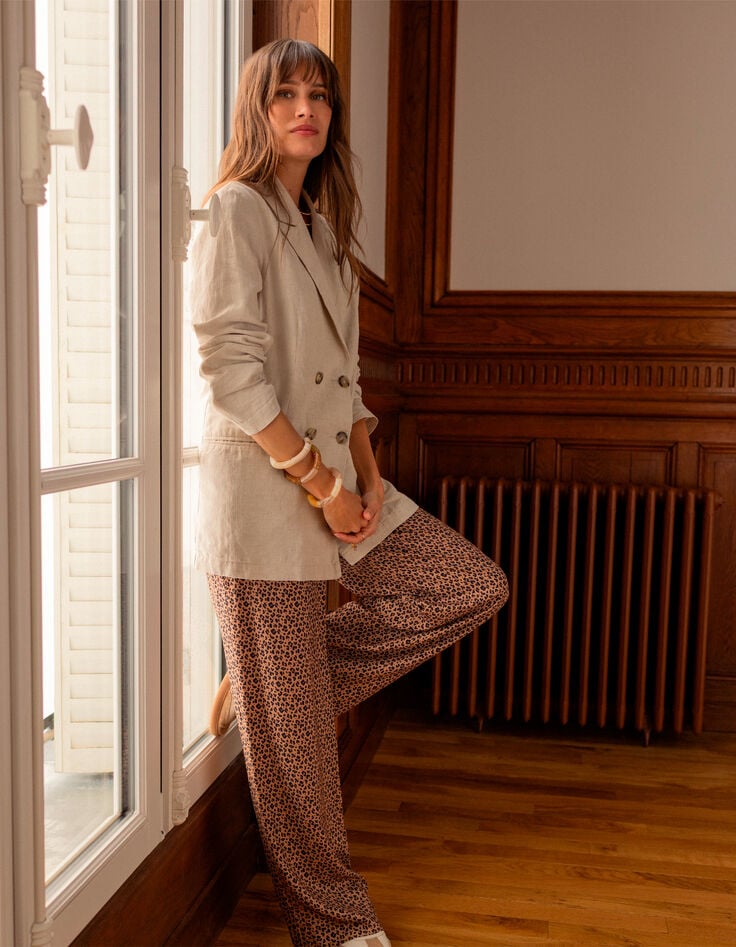 PRIDE - Pantalon beige Lenzing™ Ecovero™ micro léopard-5 PRIDE - Pantalon beige Lenzing™ Ecovero™ micro léopard-5