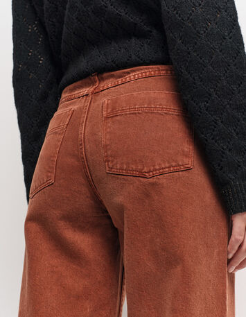 LE HAILEY - Jean flare marron surteint poches plaquées-3 LE HAILEY - Jean flare marron surteint poches plaquées-3