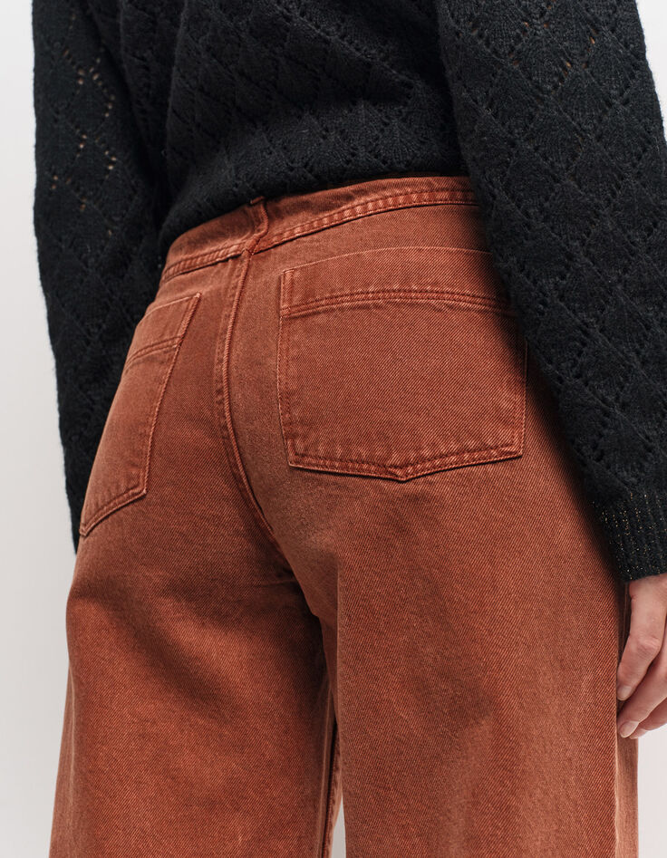 LE HAILEY - Jean flare marron surteint poches plaquées-3 LE HAILEY - Jean flare marron surteint poches plaquées-3