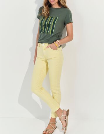 MIKA - T-shirt kaki visuel visages sur fond ray&eacute; -6