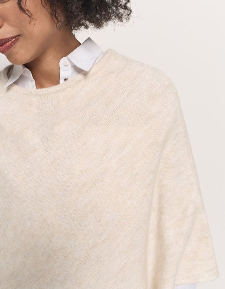 ALAMO - Poncho ivoire en tricot-3