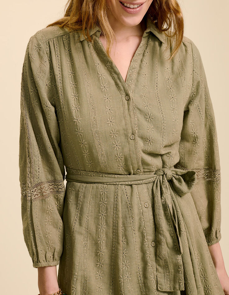 RINDA - Robe chemise lichen broderies et dentelle all over-2