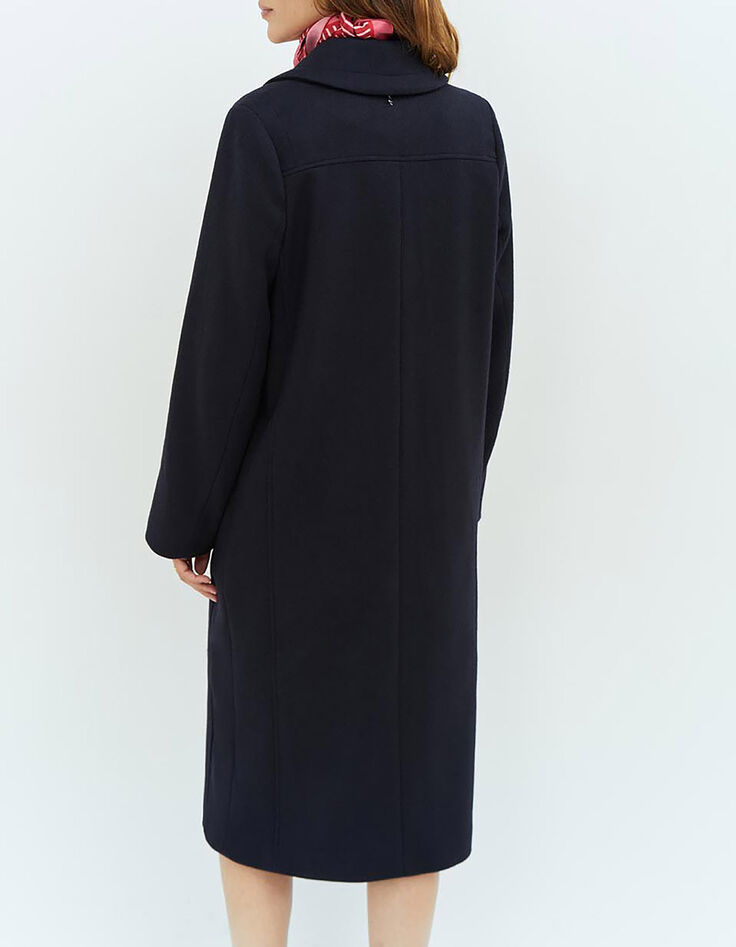 DELHI - Manteau long marine à boutonnage croisé-3