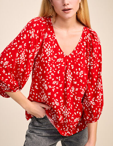 CHAPMAN - Blouse cerise à imprimé fleurs abstraites - One Step
