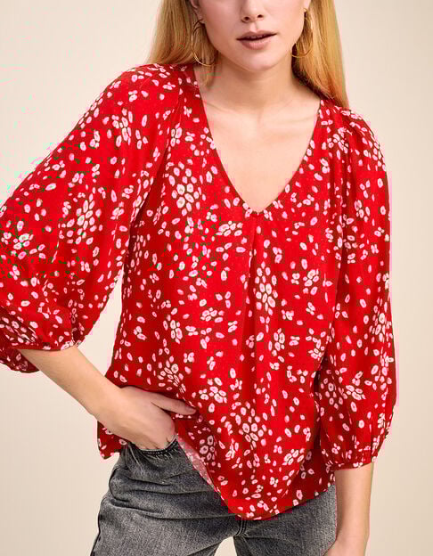 CHAPMAN - Blouse cerise à imprimé fleurs abstraites - One Step