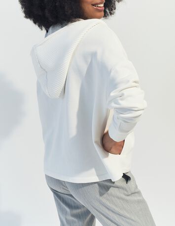 MONTES - Cardigan blanc molleton capuche fantaisie -3