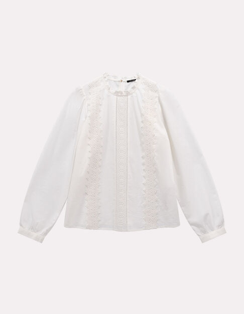 CASALTA - Blouse manches longues blanche détails dentelle - One Step
