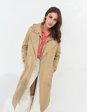 DAYLA - Trench beige coton bio capuche amovible -2