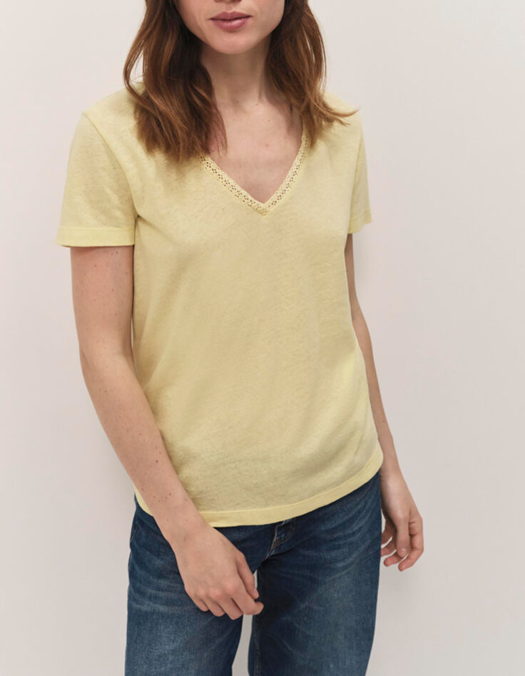 MANIA - T-shirt mimosa en coton lin-2