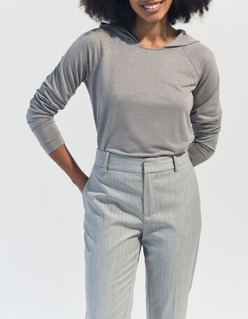 MARA - T-shirt argent &agrave; capuche maille iris&eacute;e -1