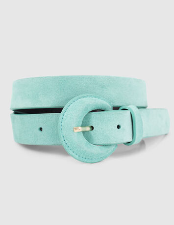 ANDREW - Ceinture menthe en cuir velours-3