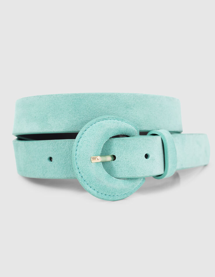 ANDREW - Ceinture menthe en cuir velours-3