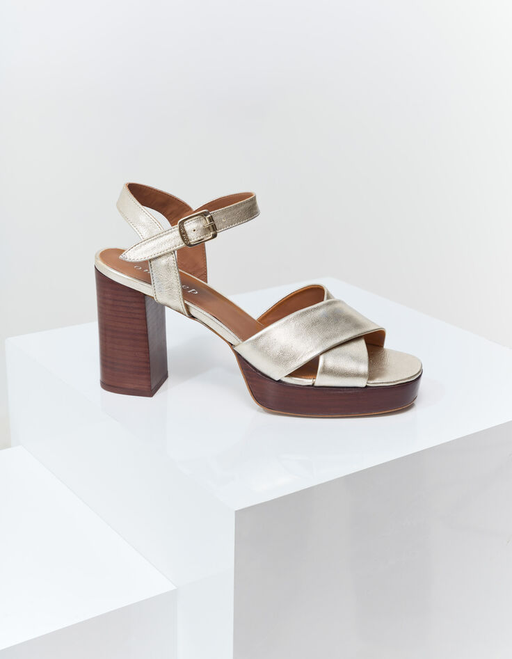 O.SORROS - Sandales dorées cuir à talon-1 O.SORROS - Sandales dorées cuir à talon-1