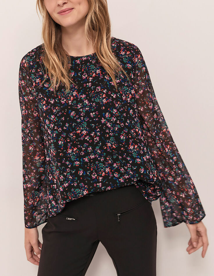 CERYX - Blouse noire à imprimé jardin nocturne-5 CERYX - Blouse noire à imprimé jardin nocturne-5