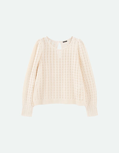 TESSA - Pull écru tricot fin ajouré - One Step