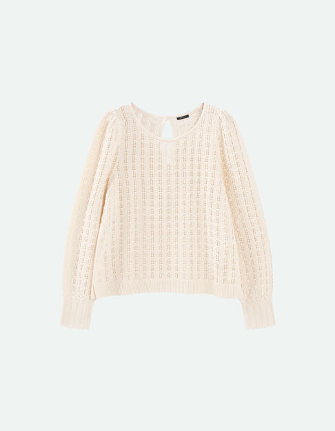 TESSA - Pull écru tricot fin ajouré - One Step