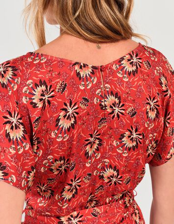 RODRIGUE - Combinaison orange imprim&eacute; floral d'&eacute;t&eacute; -4