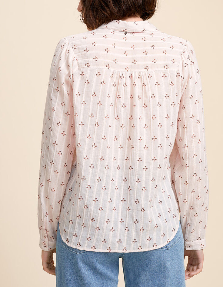 CHUT - Chemise rose poudré brodée à imprimé micro fleurs-3