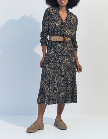 JOYAU - Jupe midi noire Lenzing Ecovero camouflage d'&eacute;t&eacute;-1