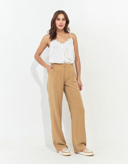 PALMA - Pantalon de costume beige Lyocell® large  - One Step