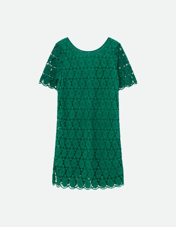 RIELLE - Robe verte dentelle esprit macram&eacute; -1