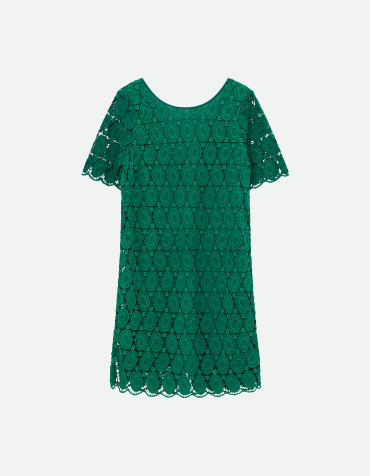RIELLE - Robe verte dentelle esprit macram&eacute; -1